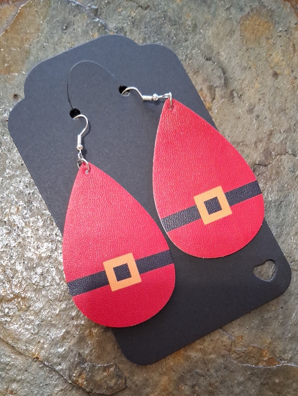 Red Santa Belt Teardrop Earrings